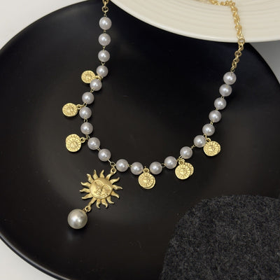 Vintage sun natural freshwater pearl necklace