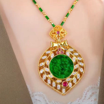 Bamboo chain love disc pendant necklace