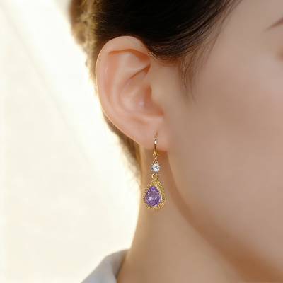 Amethyst Teardrop Earrings