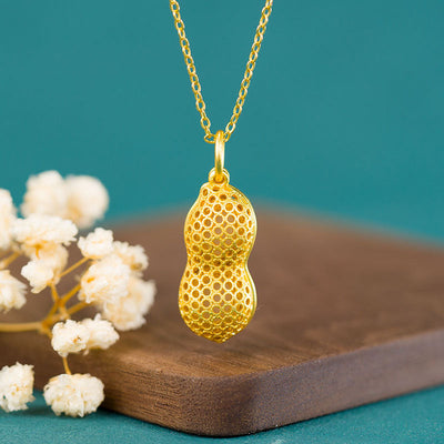 Hollow peanut Natural Emerald Jade Stone necklace