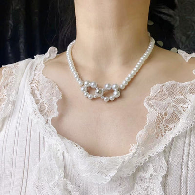 Bow star natural freshwater pearl necklace