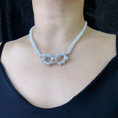 Bow star natural freshwater pearl necklace