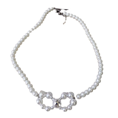 Bow star natural freshwater pearl necklace