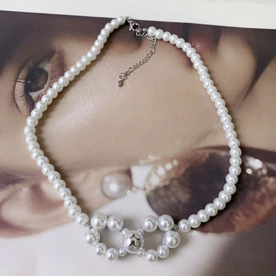 Bow star natural freshwater pearl necklace