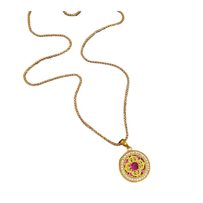 Round flower natural crystal necklace