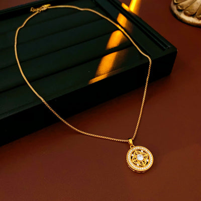 Round flower natural crystal necklace