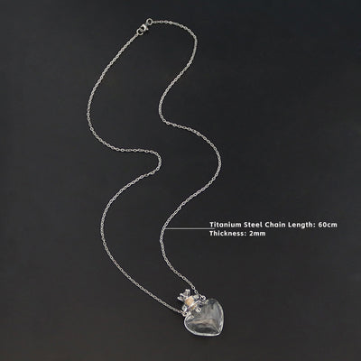 Transparent heart-shaped glass necklace