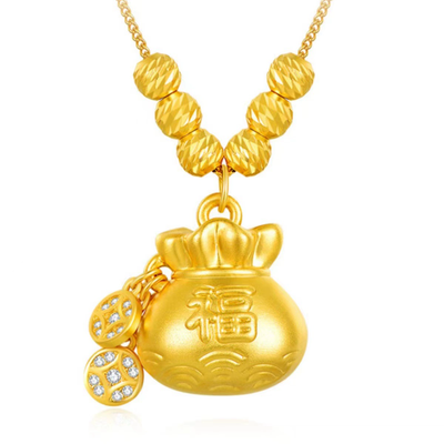 Ancient gold-plated lucky bag necklace