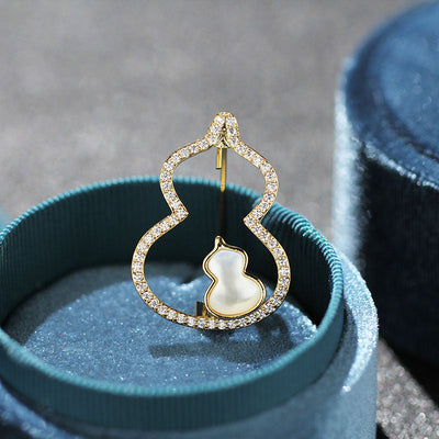 Double layer gourd natural shell brooch
