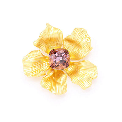 Floral natural crystal brooch