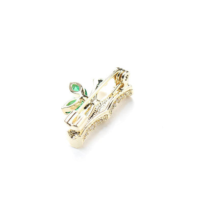 Micropaved zirconia bamboo brooch