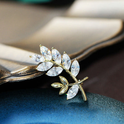 Double leaf branch brooch
