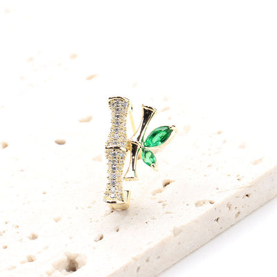 Micropaved zirconia bamboo brooch