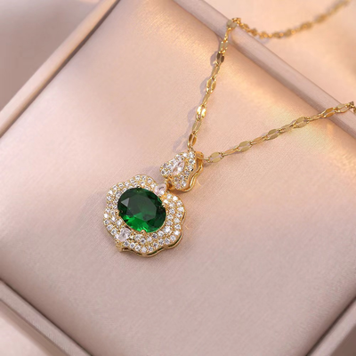 Lucky peach natural crystal necklace