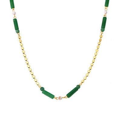 Natural Emerald Jade Stone Bamboo Necklace