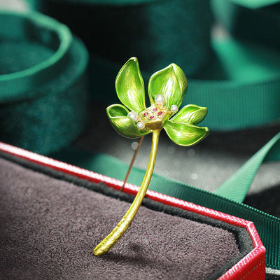 Three-dimensional lotus brooch