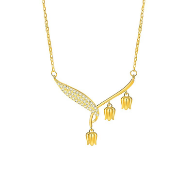 Lily of the valley leaf pendant necklace