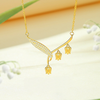 Lily of the valley leaf pendant necklace