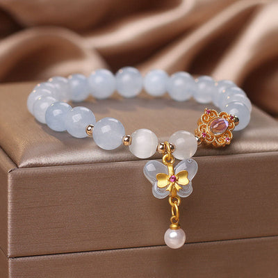 Bow Natural Emerald Jade Stone Bracelet