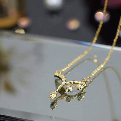 Lily of the valley leaf pendant necklace