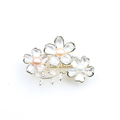 White lisianthus flower brooch