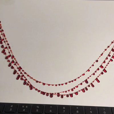 Blood Red Minimalist Necklace Bracelet