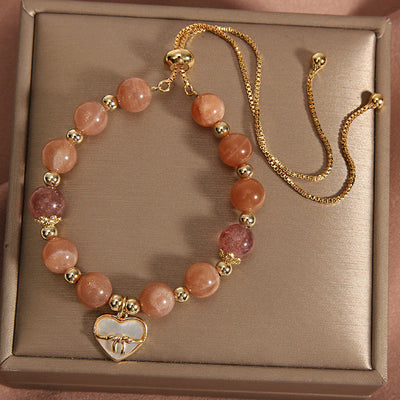 Simple heart-shaped natural crystal bracelet