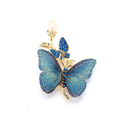 Butterfly natural freshwater pearl brooch