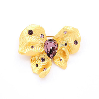 Butterfly natural crystal brooch