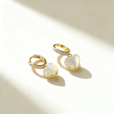 Heart-Shaped Cat’s Eye Earrings