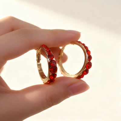 Pavé ruby earrings