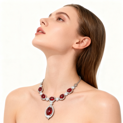 925 Silver Red Agate Necklace