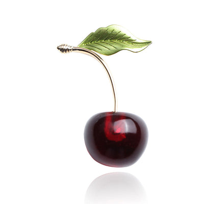 Cherry natural agate brooch