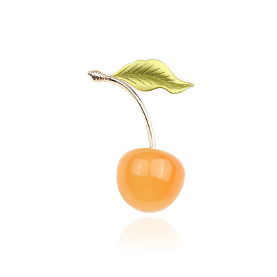 Cherry natural agate brooch