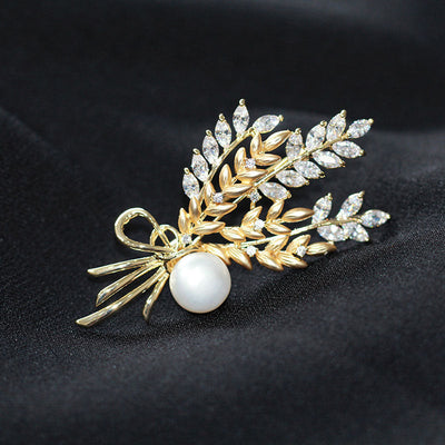 Wheat ear natural freshwater pearl brooch