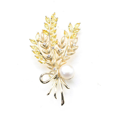 Wheat ear natural freshwater pearl brooch