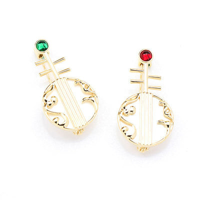 Natural shell musical instrument brooch