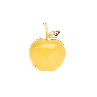 Yellow Apple Natural Agate Brooch