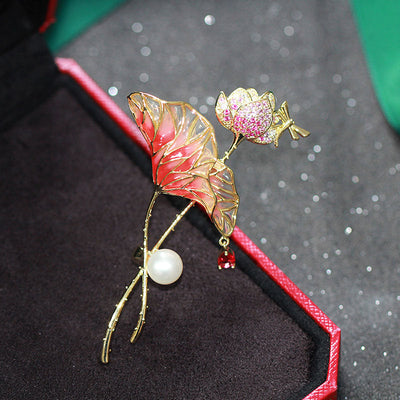 Lotus leaf and lotus brooch