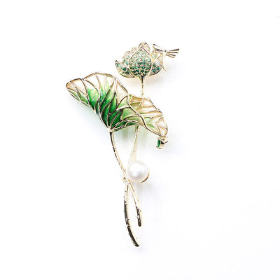 Lotus leaf and lotus brooch