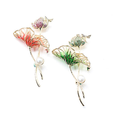 Lotus leaf and lotus brooch