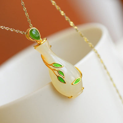 Jade bottle • Emerald Jade Stone necklace