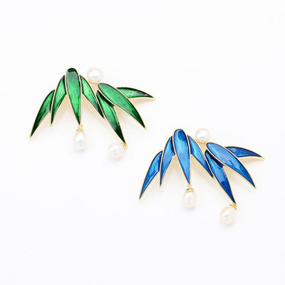 Bamboo Leaf Pearl Brooch