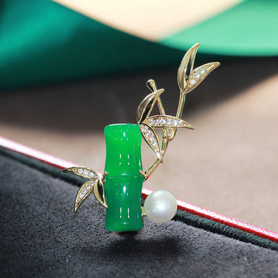 Pearl Bamboo Natural Agate Brooch