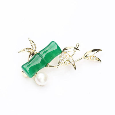 Pearl Bamboo Natural Agate Brooch