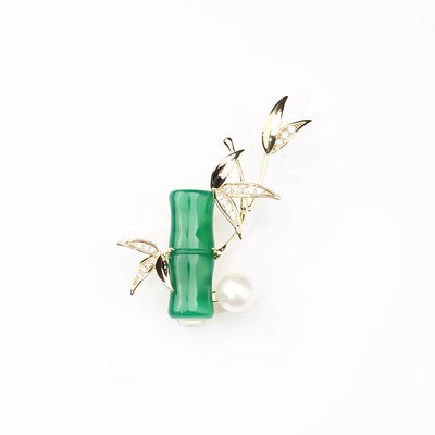 Pearl Bamboo Natural Agate Brooch