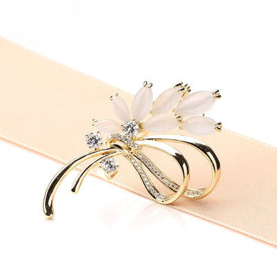 Natural cat's eye bouquet brooch