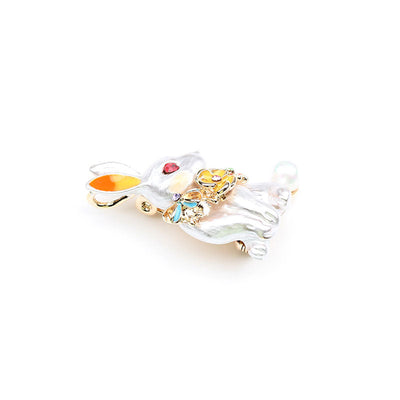 Cute cartoon white rabbit brooch