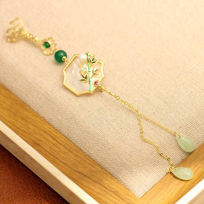 Natural shell tassel brooch