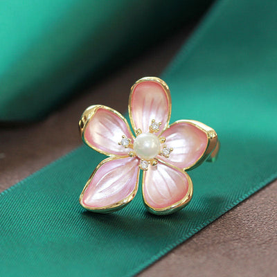 Begonia Flower Natural Freshwater Pearl Brooch